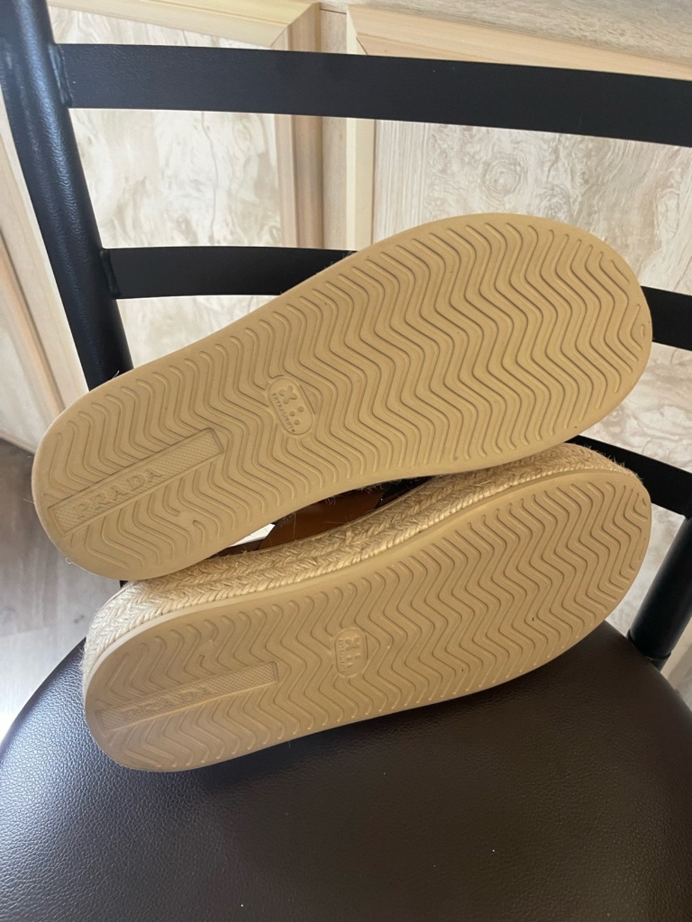 Prada Leather Platform Sandals 37 1/2 like new - Picture 6 of 9